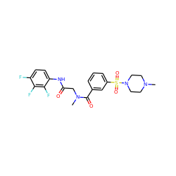 CN1CCN(S(=O)(=O)c2cccc(C(=O)N(C)CC(=O)Nc3ccc(F)c(F)c3F)c2)CC1 ZINC000012930861