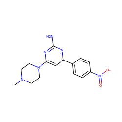 CN1CCN(c2cc(-c3ccc([N+](=O)[O-])cc3)nc(N)n2)CC1 ZINC000103298978