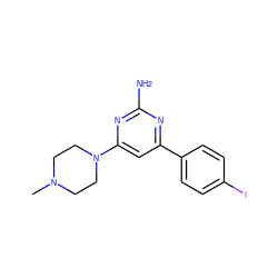 CN1CCN(c2cc(-c3ccc(I)cc3)nc(N)n2)CC1 ZINC000040949707