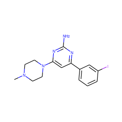 CN1CCN(c2cc(-c3cccc(I)c3)nc(N)n2)CC1 ZINC000040828356