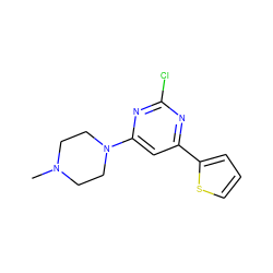 CN1CCN(c2cc(-c3cccs3)nc(Cl)n2)CC1 ZINC000013808381