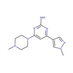 CN1CCN(c2cc(-c3cnn(C)c3)nc(N)n2)CC1 ZINC000040429510