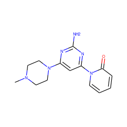 CN1CCN(c2cc(-n3ccccc3=O)nc(N)n2)CC1 ZINC000040955490