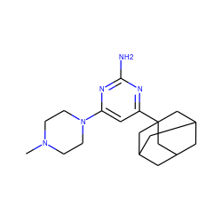 CN1CCN(c2cc(C34CC5CC(CC(C5)C3)C4)nc(N)n2)CC1 ZINC000040430885