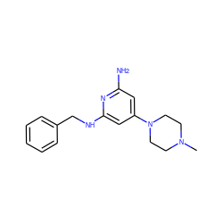 CN1CCN(c2cc(N)nc(NCc3ccccc3)c2)CC1 ZINC000071341028