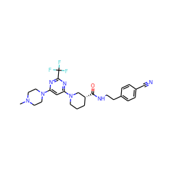 CN1CCN(c2cc(N3CCC[C@@H](C(=O)NCCc4ccc(C#N)cc4)C3)nc(C(F)(F)F)n2)CC1 ZINC000169310232