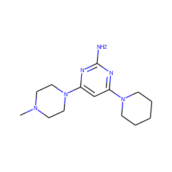 CN1CCN(c2cc(N3CCCCC3)nc(N)n2)CC1 ZINC000040833875