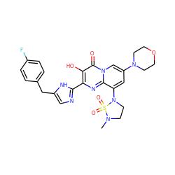 CN1CCN(c2cc(N3CCOCC3)cn3c(=O)c(O)c(-c4ncc(Cc5ccc(F)cc5)[nH]4)nc23)S1(=O)=O ZINC000102403275