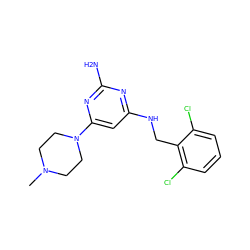 CN1CCN(c2cc(NCc3c(Cl)cccc3Cl)nc(N)n2)CC1 ZINC000045353703