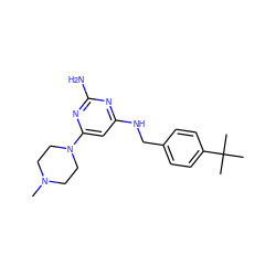 CN1CCN(c2cc(NCc3ccc(C(C)(C)C)cc3)nc(N)n2)CC1 ZINC000045391818