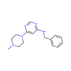 CN1CCN(c2cc(NCc3ccccc3)ncn2)CC1 ZINC000045358453