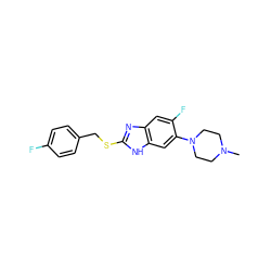 CN1CCN(c2cc3[nH]c(SCc4ccc(F)cc4)nc3cc2F)CC1 ZINC000029048693