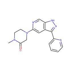 CN1CCN(c2cc3c(-c4ccccn4)n[nH]c3cn2)CC1=O ZINC000205255787