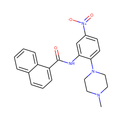 CN1CCN(c2ccc([N+](=O)[O-])cc2NC(=O)c2cccc3ccccc23)CC1 ZINC000095589189