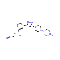 CN1CCN(c2ccc(-c3cc(-c4cccc(C(=O)NCC#N)c4)n[nH]3)cc2)CC1 ZINC000066080520