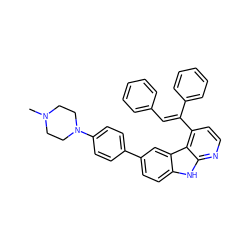 CN1CCN(c2ccc(-c3ccc4[nH]c5nccc(/C(=C/c6ccccc6)c6ccccc6)c5c4c3)cc2)CC1 ZINC000147253787