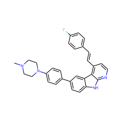 CN1CCN(c2ccc(-c3ccc4[nH]c5nccc(/C=C/c6ccc(F)cc6)c5c4c3)cc2)CC1 ZINC000147288446