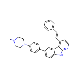 CN1CCN(c2ccc(-c3ccc4[nH]c5nccc(/C=C/c6ccccc6)c5c4c3)cc2)CC1 ZINC000147295754