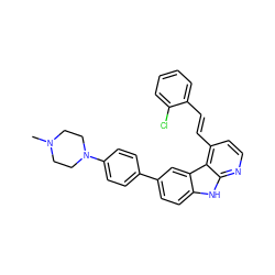 CN1CCN(c2ccc(-c3ccc4[nH]c5nccc(/C=C/c6ccccc6Cl)c5c4c3)cc2)CC1 ZINC000147287972