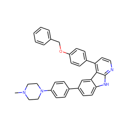 CN1CCN(c2ccc(-c3ccc4[nH]c5nccc(-c6ccc(OCc7ccccc7)cc6)c5c4c3)cc2)CC1 ZINC000147249161