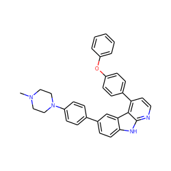 CN1CCN(c2ccc(-c3ccc4[nH]c5nccc(-c6ccc(Oc7ccccc7)cc6)c5c4c3)cc2)CC1 ZINC000225077993