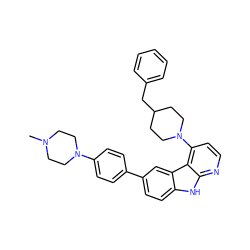 CN1CCN(c2ccc(-c3ccc4[nH]c5nccc(N6CCC(Cc7ccccc7)CC6)c5c4c3)cc2)CC1 ZINC000225085691