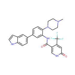 CN1CCN(c2ccc(-c3ccc4[nH]ccc4c3)cc2NC(=O)c2c[nH]c(=O)cc2C(F)(F)F)CC1 ZINC000653845427