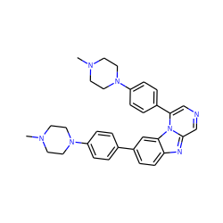 CN1CCN(c2ccc(-c3ccc4nc5cncc(-c6ccc(N7CCN(C)CC7)cc6)n5c4c3)cc2)CC1 ZINC000103266977