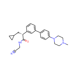 CN1CCN(c2ccc(-c3cccc([C@@H](CC4CC4)C(=O)NCC#N)c3)cc2)CC1 ZINC000013525739