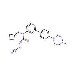 CN1CCN(c2ccc(-c3cccc([C@@H](CC4CCC4)C(=O)NCC#N)c3)cc2)CC1 ZINC000013525752