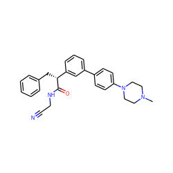 CN1CCN(c2ccc(-c3cccc([C@@H](Cc4ccccc4)C(=O)NCC#N)c3)cc2)CC1 ZINC000013525727