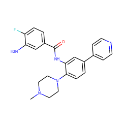 CN1CCN(c2ccc(-c3ccncc3)cc2NC(=O)c2ccc(F)c(N)c2)CC1 ZINC001772611035