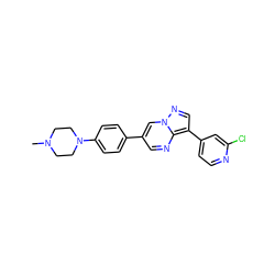 CN1CCN(c2ccc(-c3cnc4c(-c5ccnc(Cl)c5)cnn4c3)cc2)CC1 ZINC000096270784