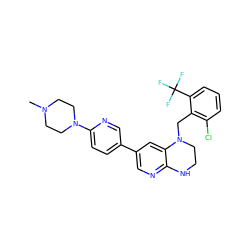 CN1CCN(c2ccc(-c3cnc4c(c3)N(Cc3c(Cl)cccc3C(F)(F)F)CCN4)cn2)CC1 ZINC000049803722