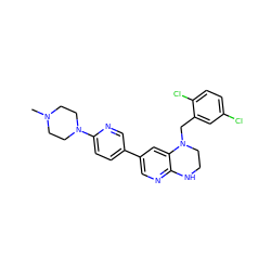 CN1CCN(c2ccc(-c3cnc4c(c3)N(Cc3cc(Cl)ccc3Cl)CCN4)cn2)CC1 ZINC000049803298