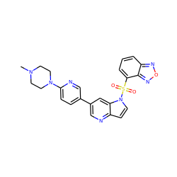 CN1CCN(c2ccc(-c3cnc4ccn(S(=O)(=O)c5cccc6nonc56)c4c3)cn2)CC1 ZINC000043009210