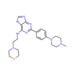 CN1CCN(c2ccc(-c3nc(NCCN4CCOCC4)c4[nH]cnc4n3)cc2)CC1 ZINC000208051856