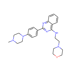 CN1CCN(c2ccc(-c3nc(NCCN4CCOCC4)c4ccccc4n3)cc2)CC1 ZINC000038347193