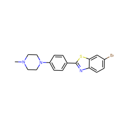 CN1CCN(c2ccc(-c3nc4ccc(Br)cc4s3)cc2)CC1 ZINC000013558451