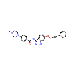 CN1CCN(c2ccc(C(=O)Nc3n[nH]c4cc(OCC#Cc5ccccc5)ccc34)cc2)CC1 ZINC000144174409