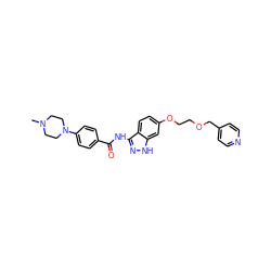 CN1CCN(c2ccc(C(=O)Nc3n[nH]c4cc(OCCOCc5ccncc5)ccc34)cc2)CC1 ZINC000144040510