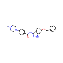 CN1CCN(c2ccc(C(=O)Nc3n[nH]c4cc(OCc5ccccc5)ccc34)cc2)CC1 ZINC000144462882