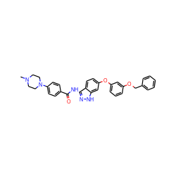 CN1CCN(c2ccc(C(=O)Nc3n[nH]c4cc(Oc5cccc(OCc6ccccc6)c5)ccc34)cc2)CC1 ZINC000144212825