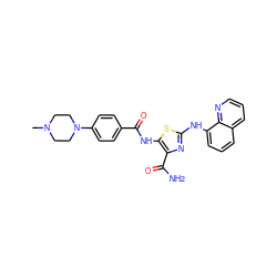 CN1CCN(c2ccc(C(=O)Nc3sc(Nc4cccc5cccnc45)nc3C(N)=O)cc2)CC1 ZINC000143008765