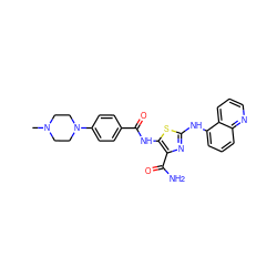 CN1CCN(c2ccc(C(=O)Nc3sc(Nc4cccc5ncccc45)nc3C(N)=O)cc2)CC1 ZINC000473165200