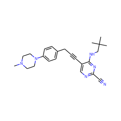 CN1CCN(c2ccc(CC#Cc3cnc(C#N)nc3NCC(C)(C)C)cc2)CC1 ZINC000029051355