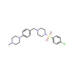 CN1CCN(c2ccc(CN3CCN(S(=O)(=O)c4ccc(Cl)cc4)CC3)cc2)CC1 ZINC000040939312