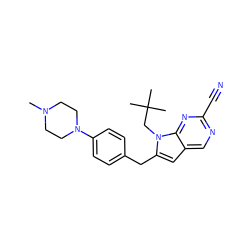 CN1CCN(c2ccc(Cc3cc4cnc(C#N)nc4n3CC(C)(C)C)cc2)CC1 ZINC000028958219