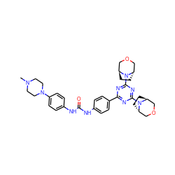 CN1CCN(c2ccc(NC(=O)Nc3ccc(-c4nc(N5[C@H]6CC[C@H]5COC6)nc(N5[C@H]6CC[C@H]5COC6)n4)cc3)cc2)CC1 ZINC000254101178