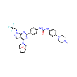 CN1CCN(c2ccc(NC(=O)Nc3ccc(-c4nc(N5C[C@@H]6CC[C@H](C5)O6)c5cnn(CC(F)(F)F)c5n4)cc3)cc2)CC1 ZINC000049694812